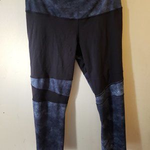 Black and Dark Blue Clouded Yoga Pants